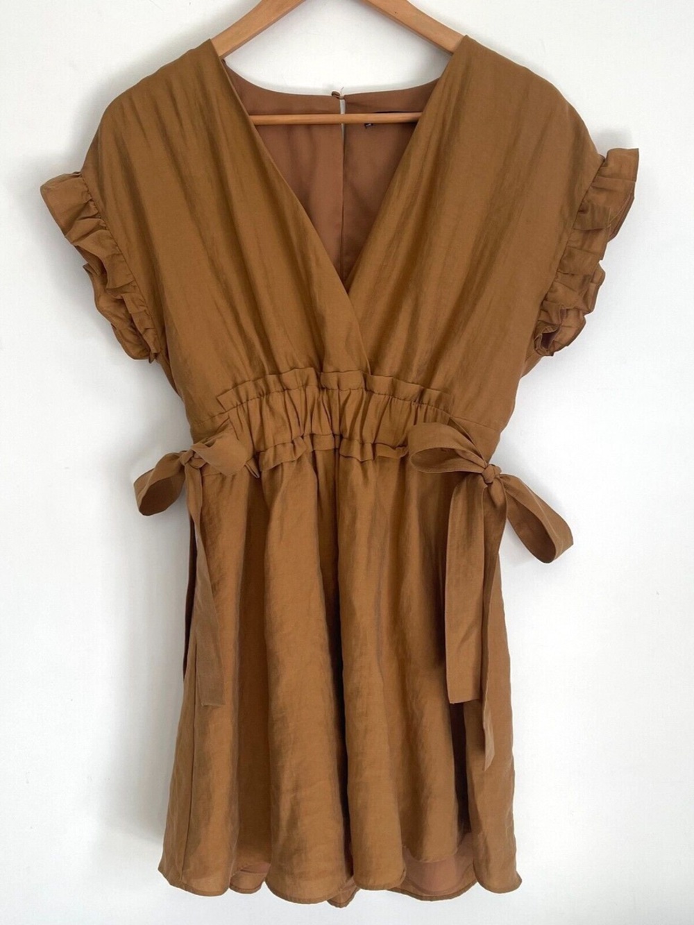 Zara side tie Elegant Brown Dress